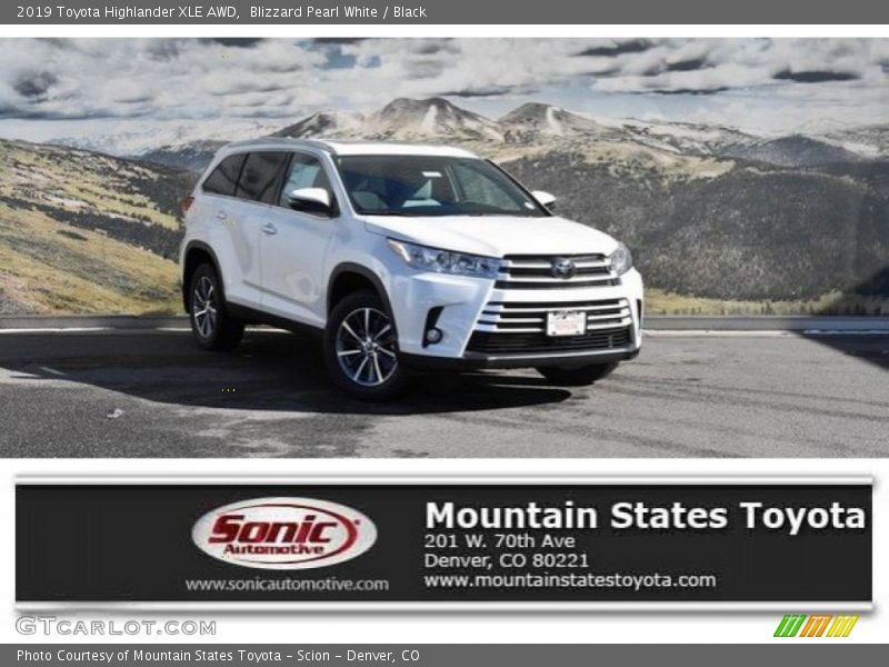 Blizzard Pearl White / Black 2019 Toyota Highlander XLE AWD