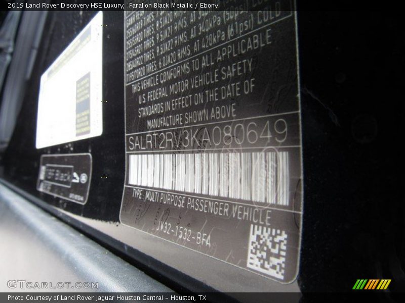 Farallon Black Metallic / Ebony 2019 Land Rover Discovery HSE Luxury