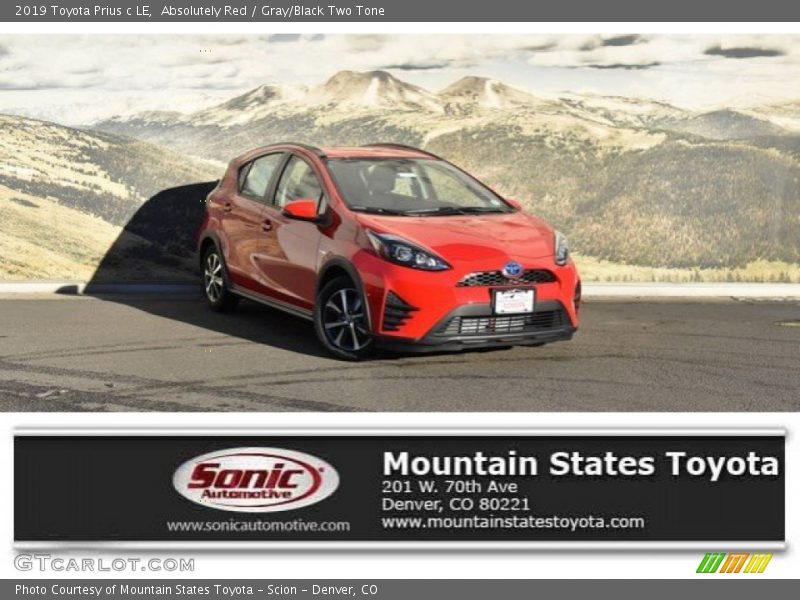 Absolutely Red / Gray/Black Two Tone 2019 Toyota Prius c LE