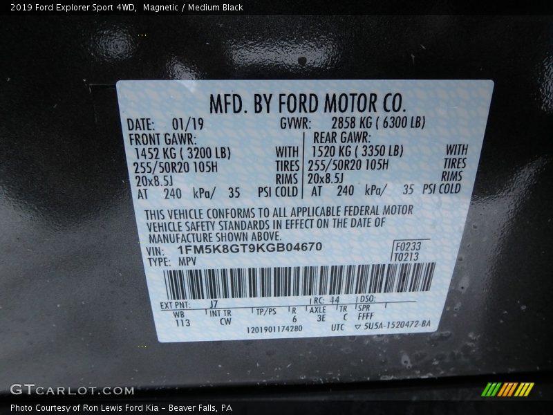 Magnetic / Medium Black 2019 Ford Explorer Sport 4WD