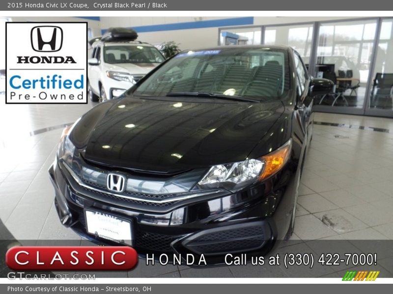 Crystal Black Pearl / Black 2015 Honda Civic LX Coupe