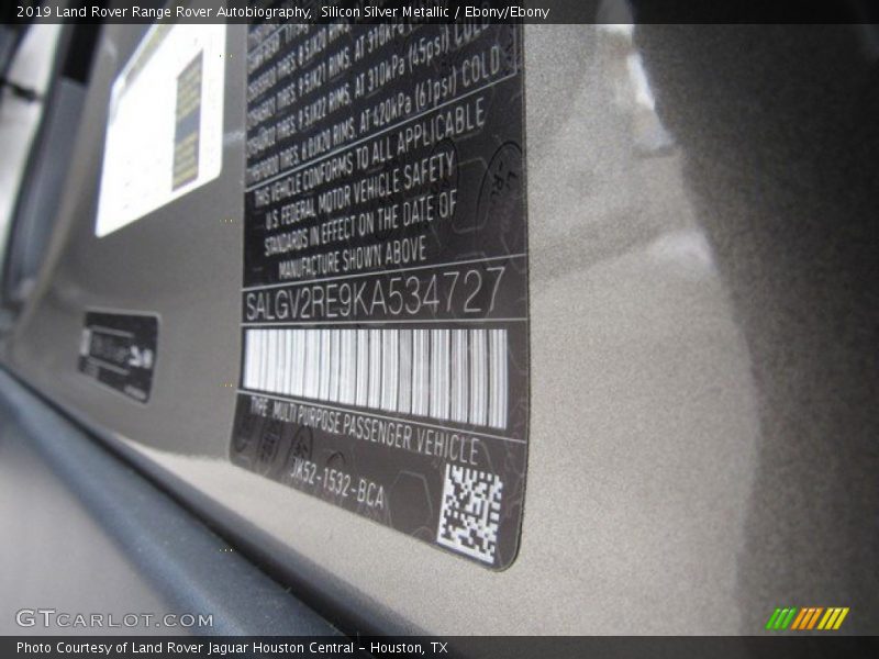 Silicon Silver Metallic / Ebony/Ebony 2019 Land Rover Range Rover Autobiography
