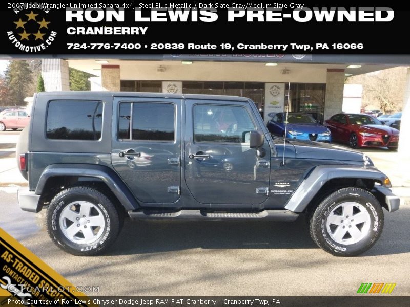Steel Blue Metallic / Dark Slate Gray/Medium Slate Gray 2007 Jeep Wrangler Unlimited Sahara 4x4
