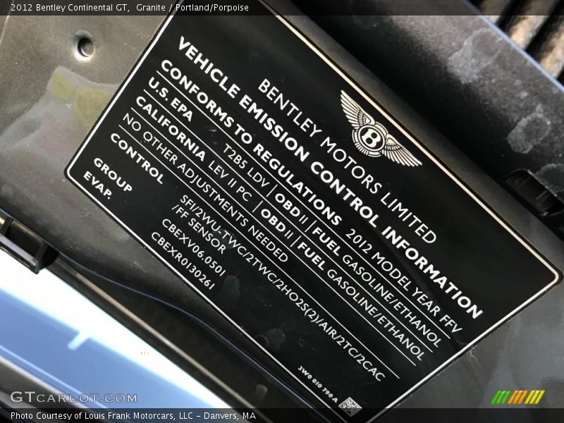 Granite / Portland/Porpoise 2012 Bentley Continental GT