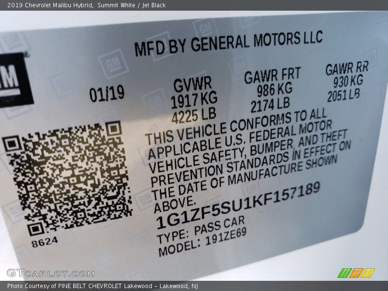 Summit White / Jet Black 2019 Chevrolet Malibu Hybrid