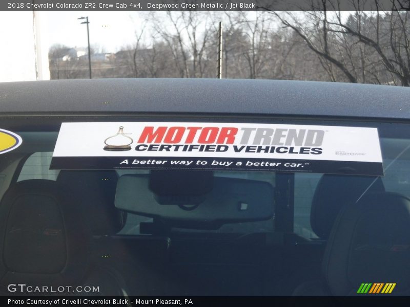 Deepwood Green Metallic / Jet Black 2018 Chevrolet Colorado ZR2 Crew Cab 4x4