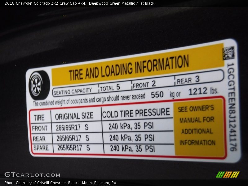 Deepwood Green Metallic / Jet Black 2018 Chevrolet Colorado ZR2 Crew Cab 4x4