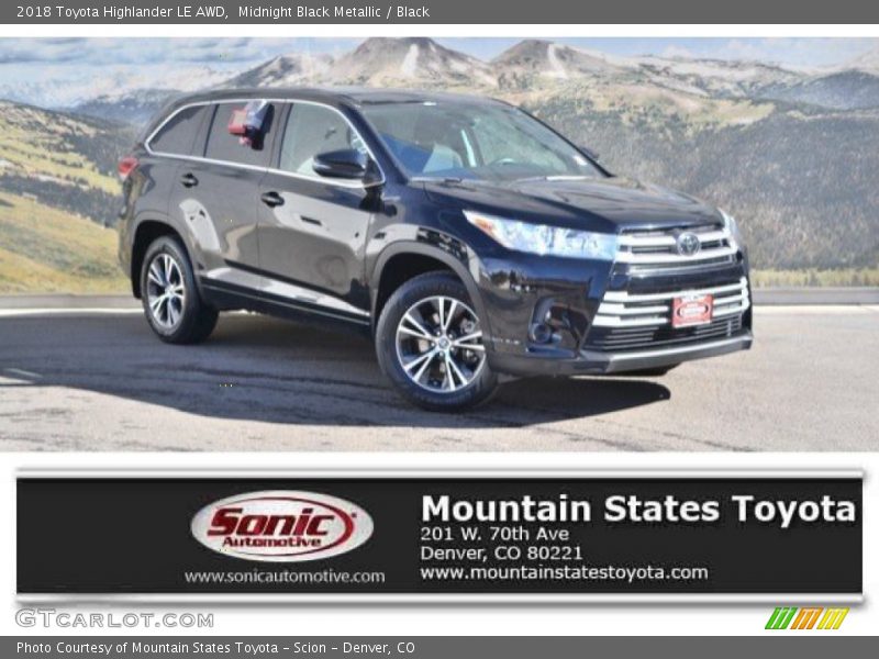 Midnight Black Metallic / Black 2018 Toyota Highlander LE AWD