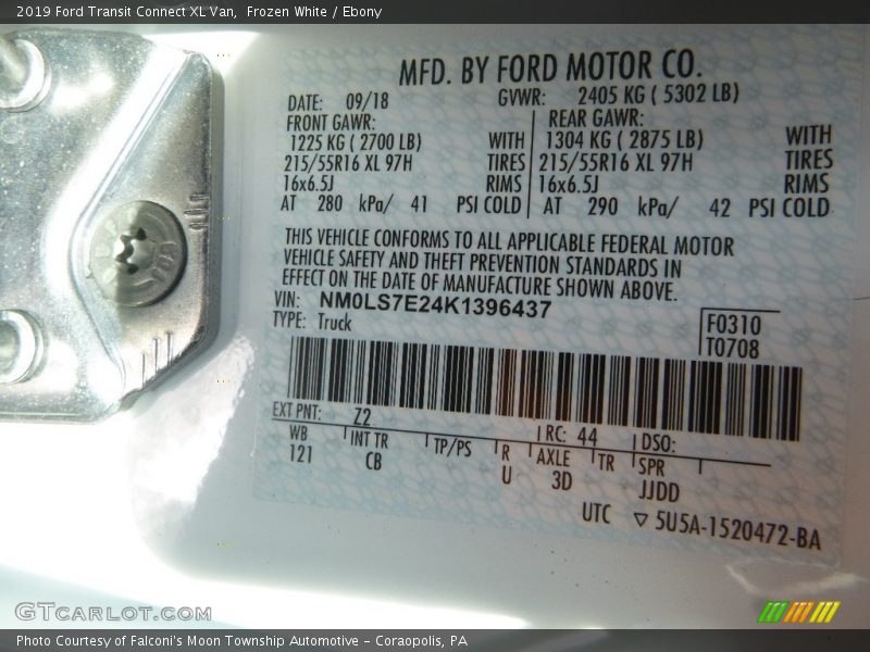 Frozen White / Ebony 2019 Ford Transit Connect XL Van