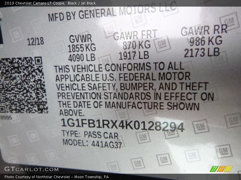 Black / Jet Black 2019 Chevrolet Camaro LT Coupe