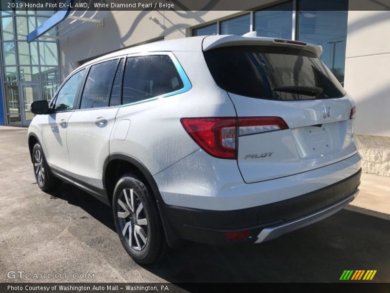 White Diamond Pearl / Beige 2019 Honda Pilot EX-L AWD