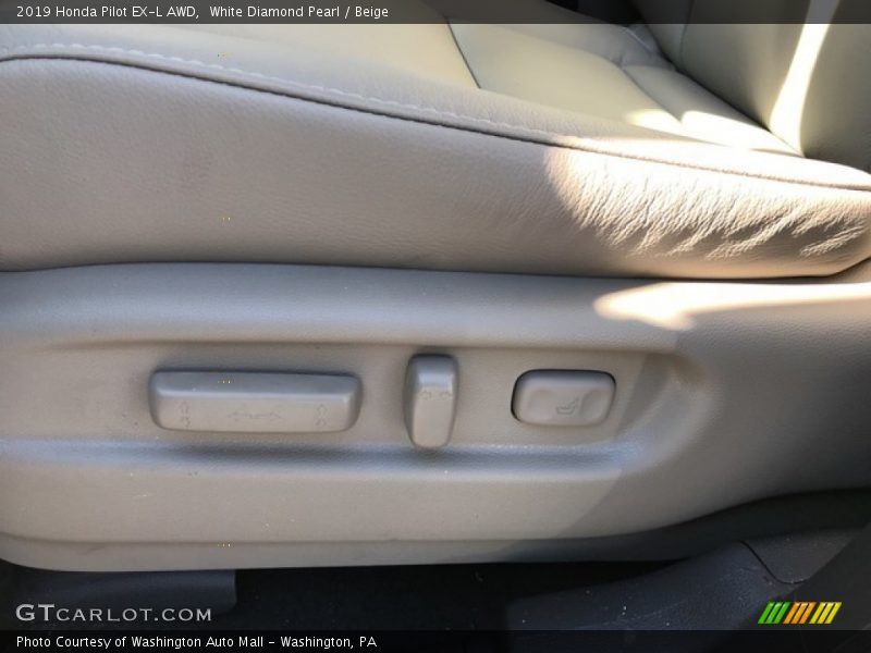 White Diamond Pearl / Beige 2019 Honda Pilot EX-L AWD