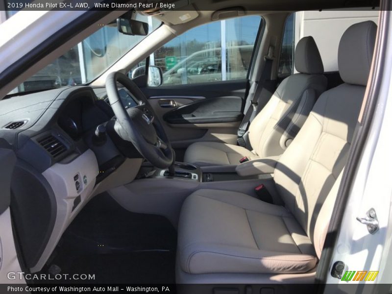 White Diamond Pearl / Beige 2019 Honda Pilot EX-L AWD