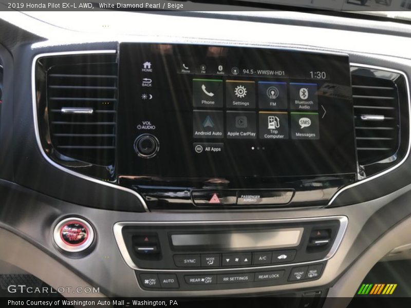 White Diamond Pearl / Beige 2019 Honda Pilot EX-L AWD