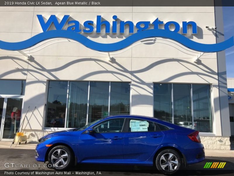 Agean Blue Metallic / Black 2019 Honda Civic LX Sedan