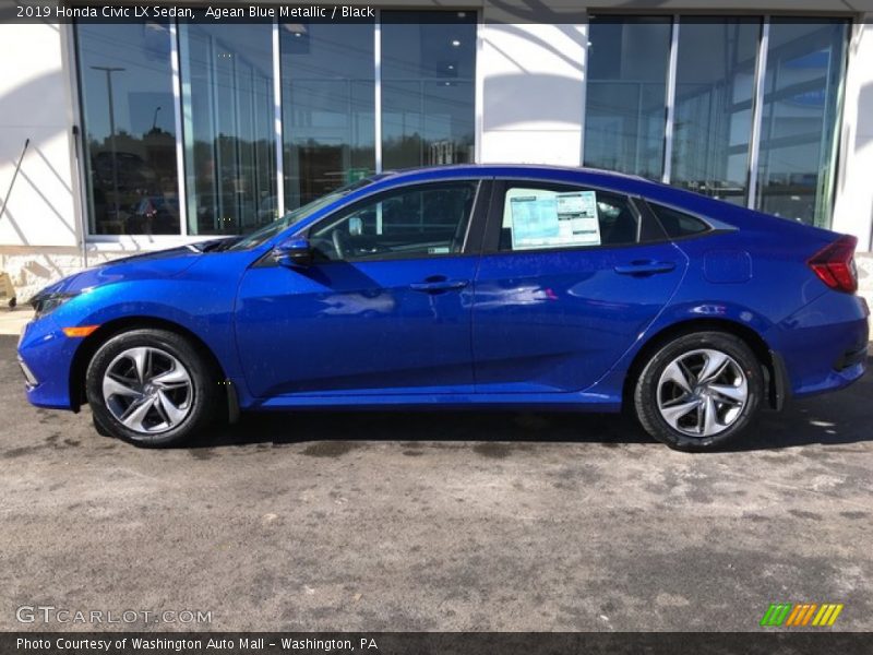 Agean Blue Metallic / Black 2019 Honda Civic LX Sedan