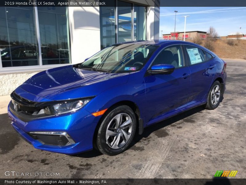 Agean Blue Metallic / Black 2019 Honda Civic LX Sedan