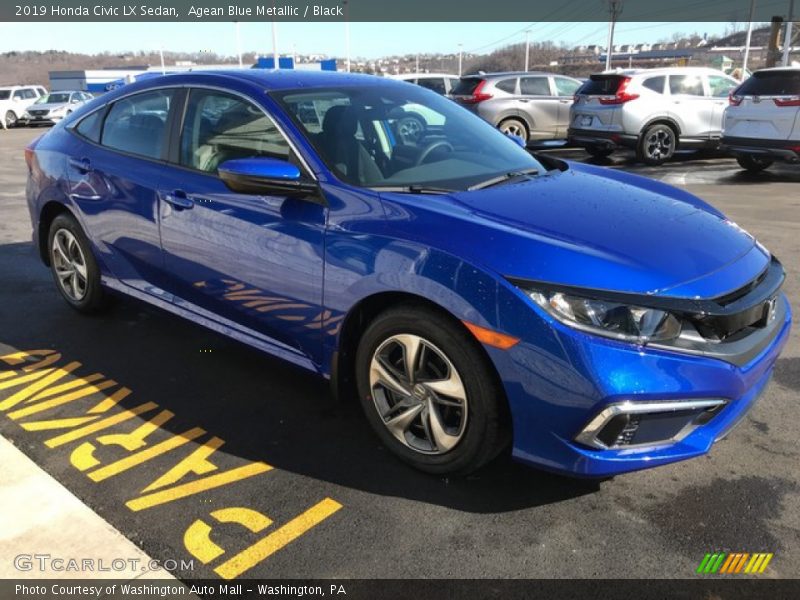 Agean Blue Metallic / Black 2019 Honda Civic LX Sedan