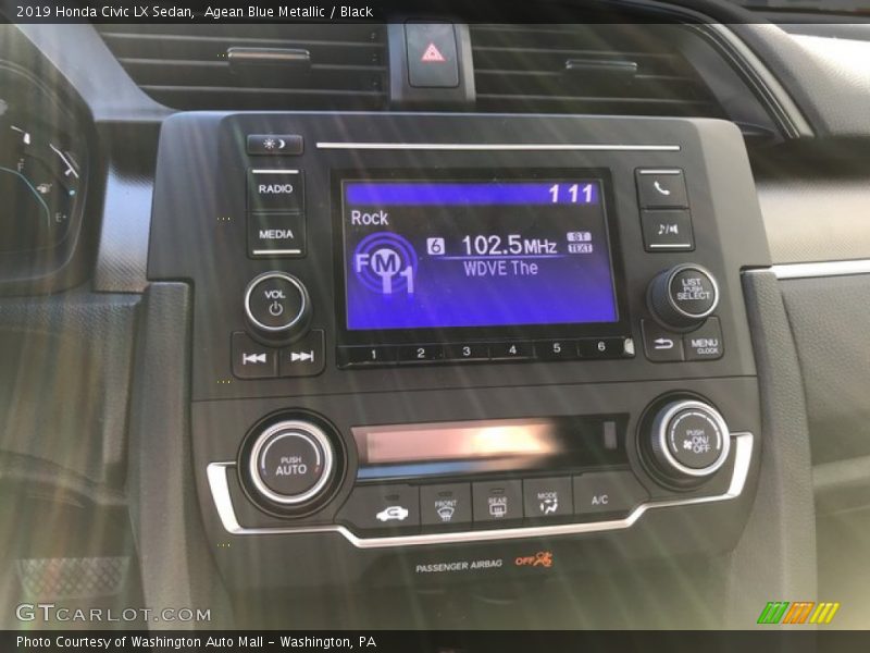 Agean Blue Metallic / Black 2019 Honda Civic LX Sedan