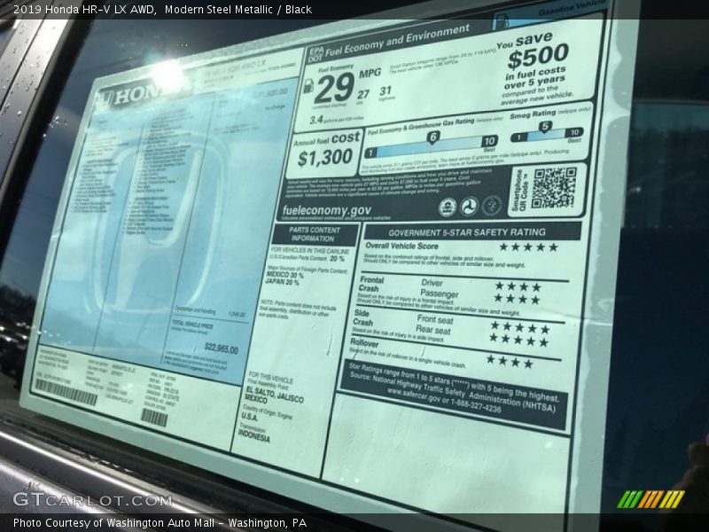 Modern Steel Metallic / Black 2019 Honda HR-V LX AWD