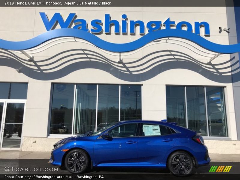 Agean Blue Metallic / Black 2019 Honda Civic EX Hatchback