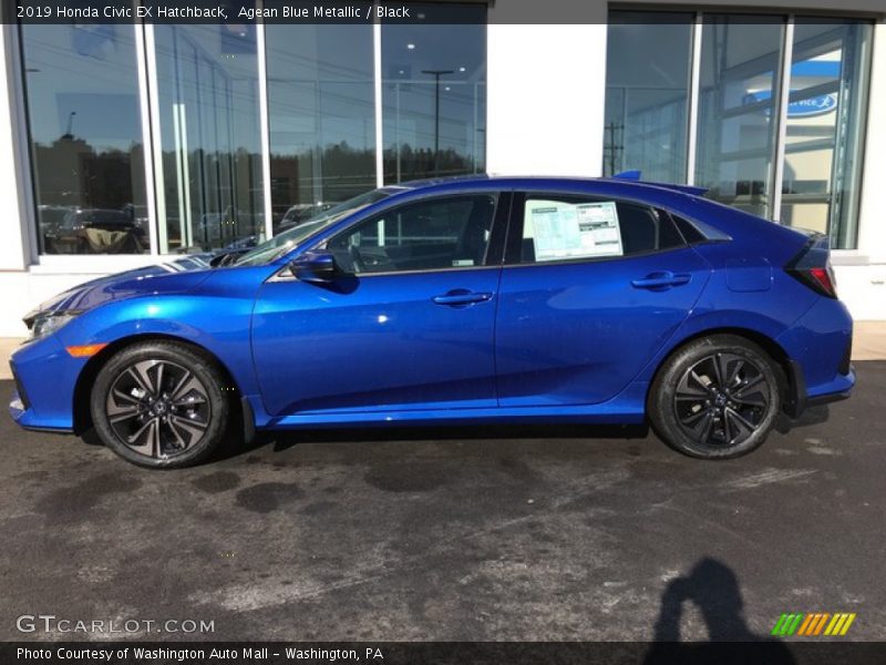 Agean Blue Metallic / Black 2019 Honda Civic EX Hatchback