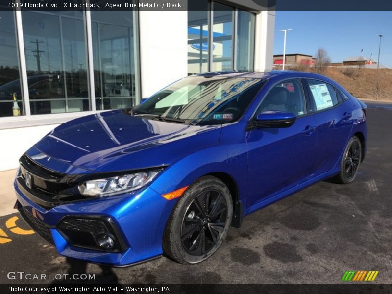 Agean Blue Metallic / Black 2019 Honda Civic EX Hatchback