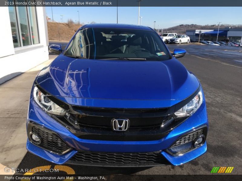 Agean Blue Metallic / Black 2019 Honda Civic EX Hatchback