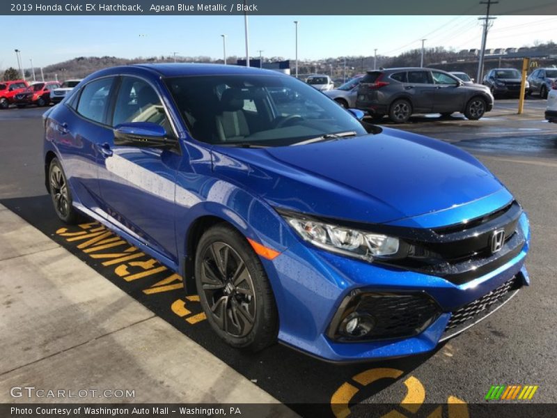 Agean Blue Metallic / Black 2019 Honda Civic EX Hatchback