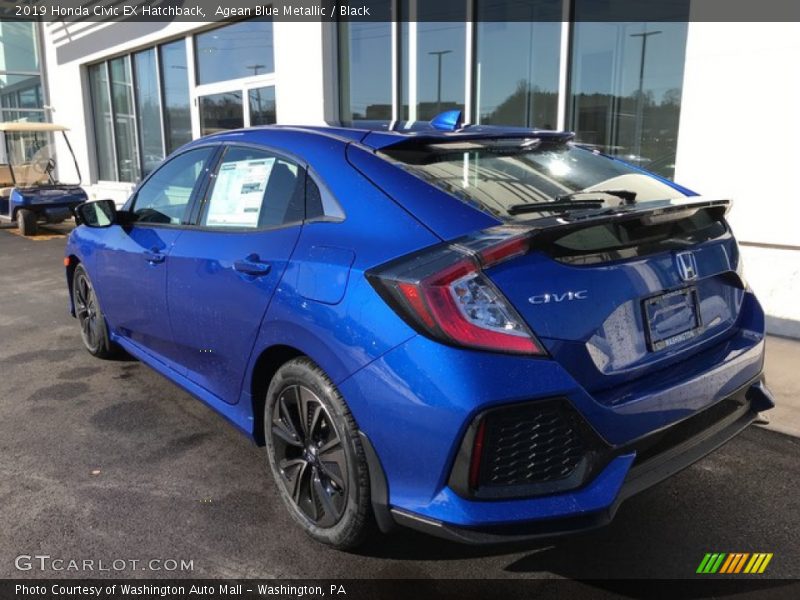Agean Blue Metallic / Black 2019 Honda Civic EX Hatchback