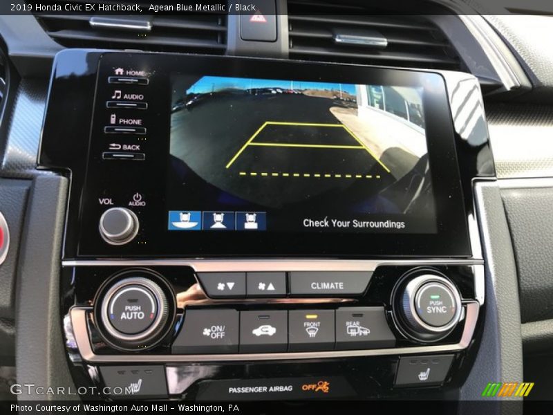 Agean Blue Metallic / Black 2019 Honda Civic EX Hatchback