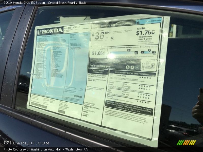 Crystal Black Pearl / Black 2019 Honda Civic EX Sedan
