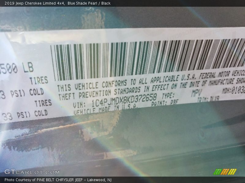 Blue Shade Pearl / Black 2019 Jeep Cherokee Limited 4x4