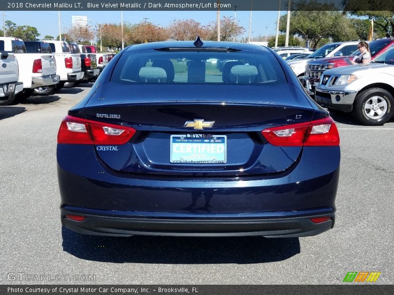 Blue Velvet Metallic / Dark Atmosphere/Loft Brown 2018 Chevrolet Malibu LT