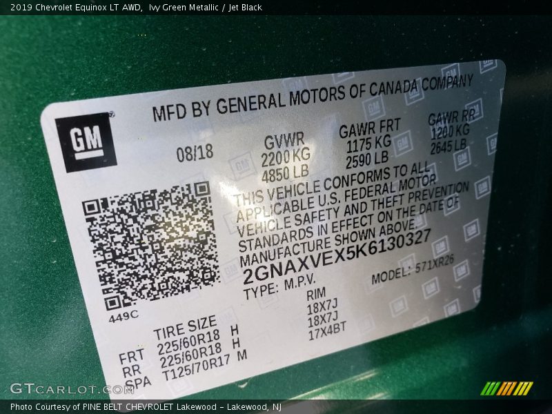 Ivy Green Metallic / Jet Black 2019 Chevrolet Equinox LT AWD