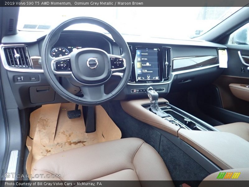  2019 S90 T5 AWD Momentum Maroon Brown Interior