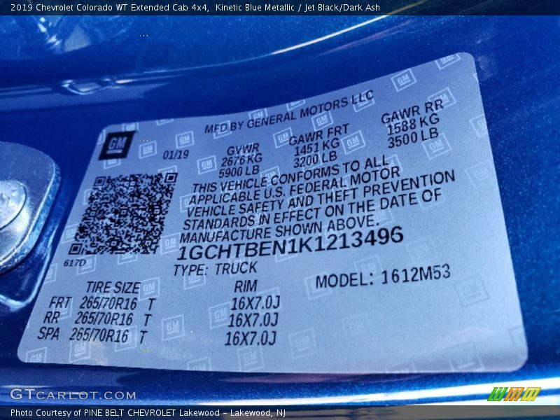 Kinetic Blue Metallic / Jet Black/Dark Ash 2019 Chevrolet Colorado WT Extended Cab 4x4