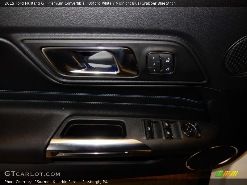 Oxford White / Midnight Blue/Grabber Blue Stitch 2019 Ford Mustang GT Premium Convertible