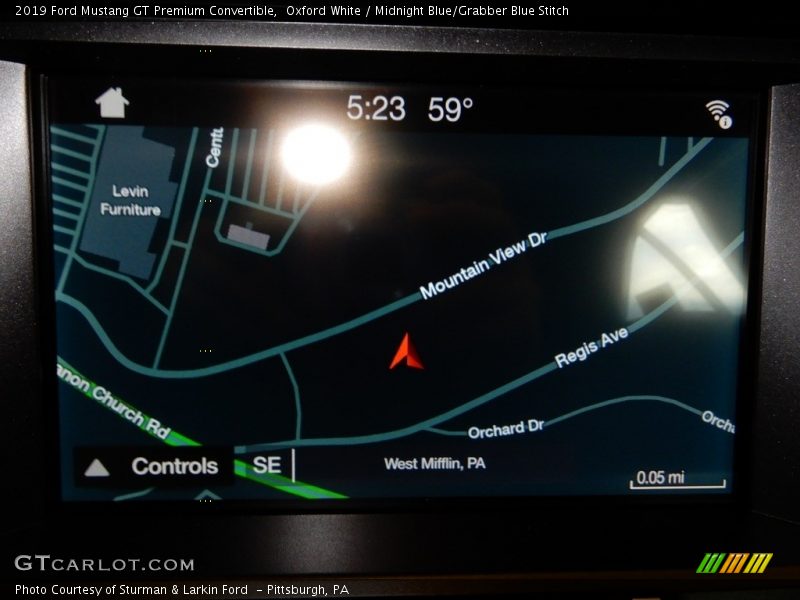 Oxford White / Midnight Blue/Grabber Blue Stitch 2019 Ford Mustang GT Premium Convertible