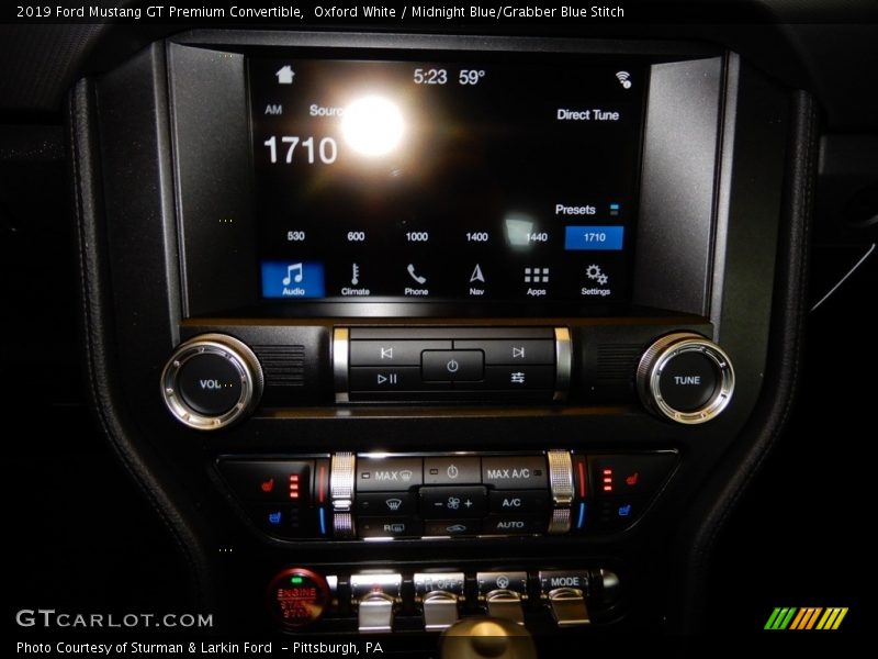 Oxford White / Midnight Blue/Grabber Blue Stitch 2019 Ford Mustang GT Premium Convertible