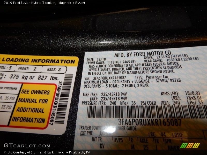 Magnetic / Russet 2019 Ford Fusion Hybrid Titanium