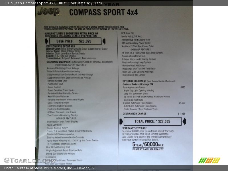 Billet Silver Metallic / Black 2019 Jeep Compass Sport 4x4