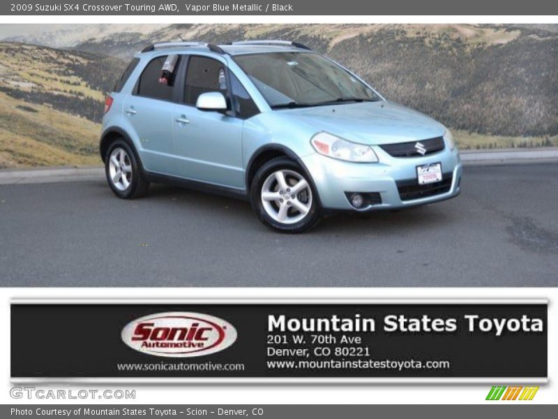 Vapor Blue Metallic / Black 2009 Suzuki SX4 Crossover Touring AWD