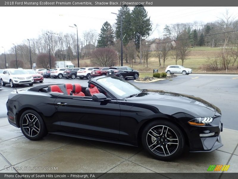 Shadow Black / Showstopper Red 2018 Ford Mustang EcoBoost Premium Convertible