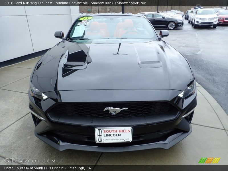 Shadow Black / Showstopper Red 2018 Ford Mustang EcoBoost Premium Convertible
