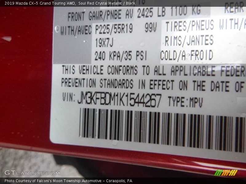 Soul Red Crystal Metallic / Black 2019 Mazda CX-5 Grand Touring AWD
