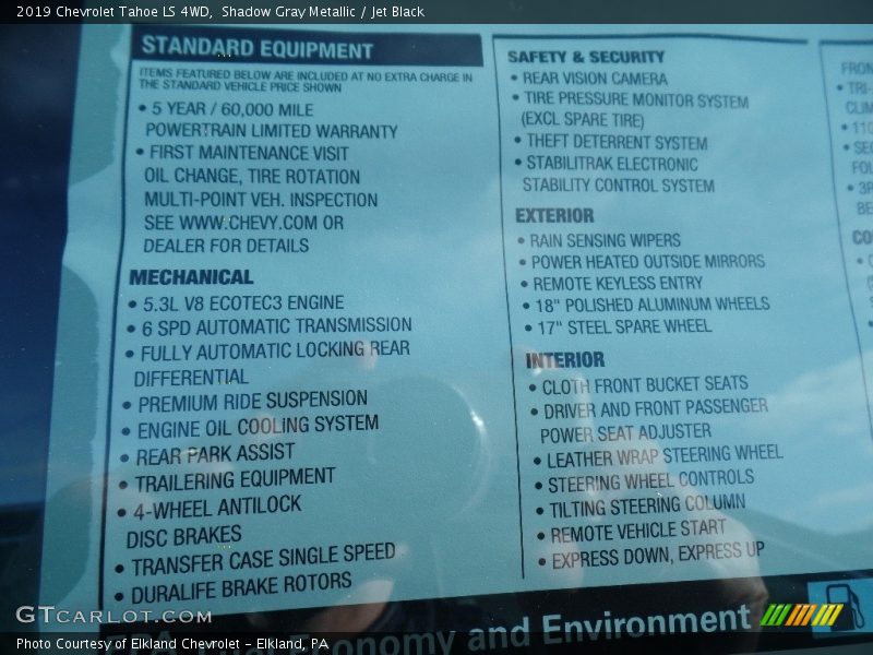 Shadow Gray Metallic / Jet Black 2019 Chevrolet Tahoe LS 4WD