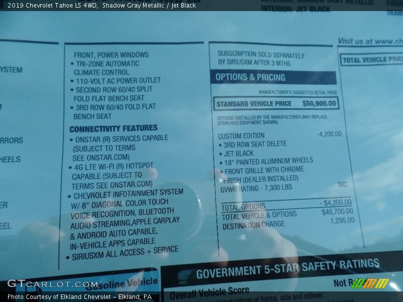 Shadow Gray Metallic / Jet Black 2019 Chevrolet Tahoe LS 4WD