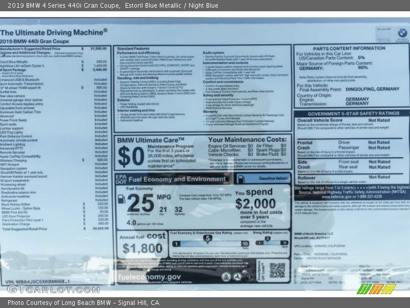 Estoril Blue Metallic / Night Blue 2019 BMW 4 Series 440i Gran Coupe