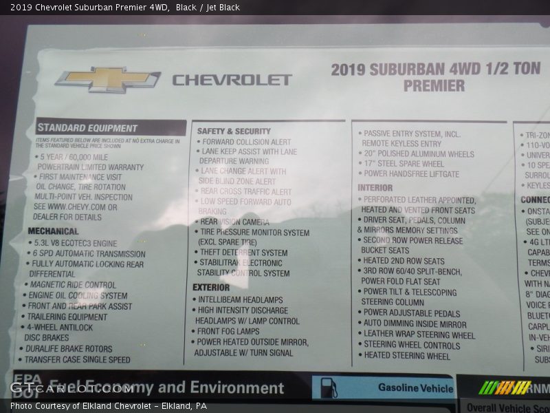 Black / Jet Black 2019 Chevrolet Suburban Premier 4WD